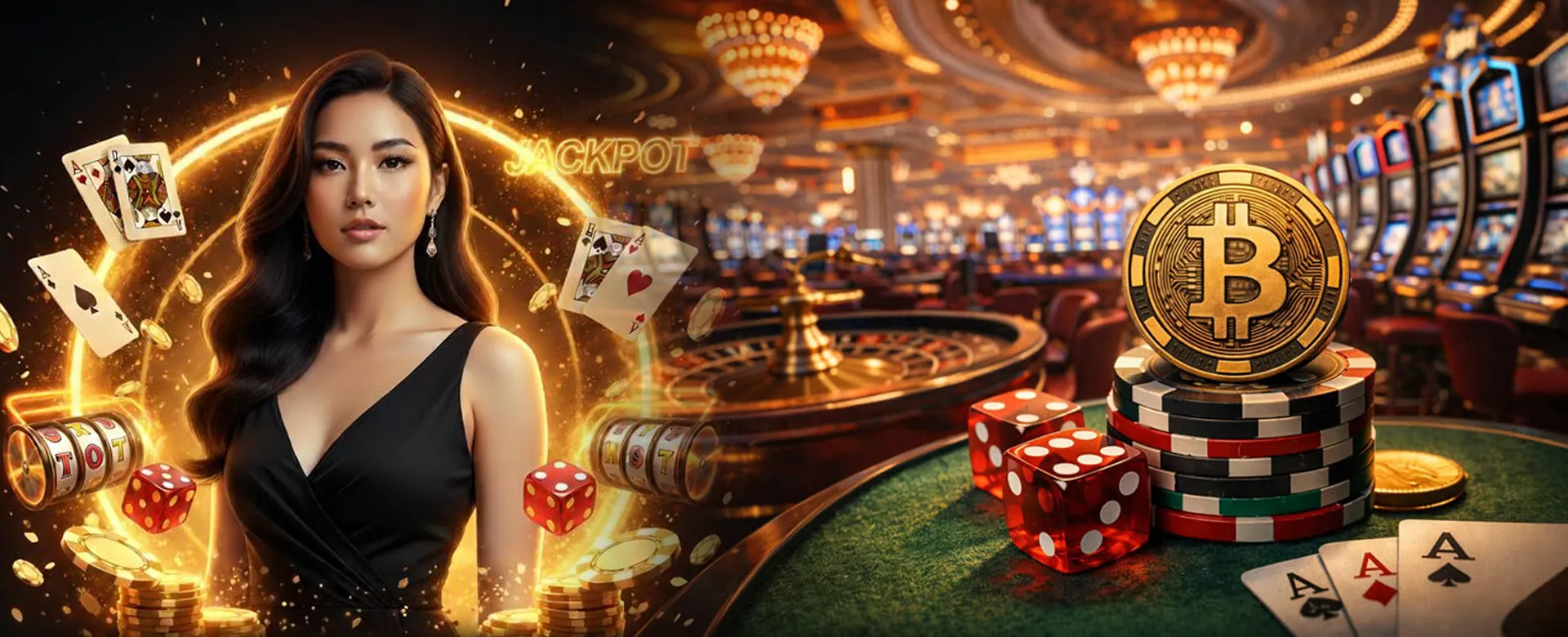 Luxurious phjoy68 Live Baccarat table with a dealer and winning hands